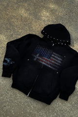 Washed Flag Graphic Pullover Hoodie