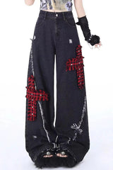 Red Cross Patch Distressed Jeans
