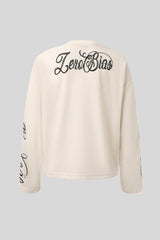 Gothic Typography Waffle Oversized Long Sleeve Tee