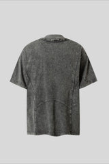 Studded Distressed Collar Washed Oversized Tee