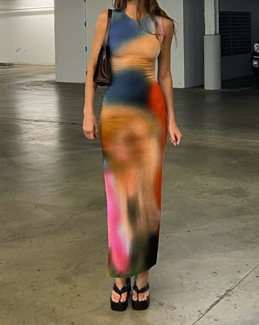 Earthen Gradient Stylish Maxi Slit Dress