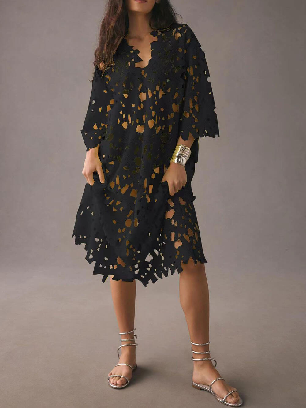 Lace Cover Up Charming Beach Midi Dress