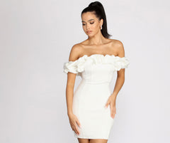 Kiari Formal Off Charming the Shoulder Ruffled Dress