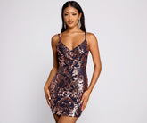 Stella Formal Sequin Scroll Print Mini Dress - Lady Occasions
