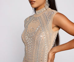 Vicky Heat Stone Charming Mesh Mini Dress