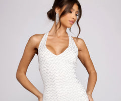 Christine Formal Stylish Halter Sequin Dress