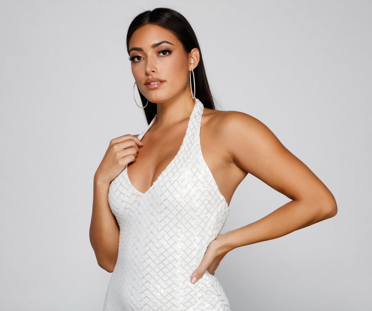 Eloise Formal Sequin Charming Halter Mini Dress