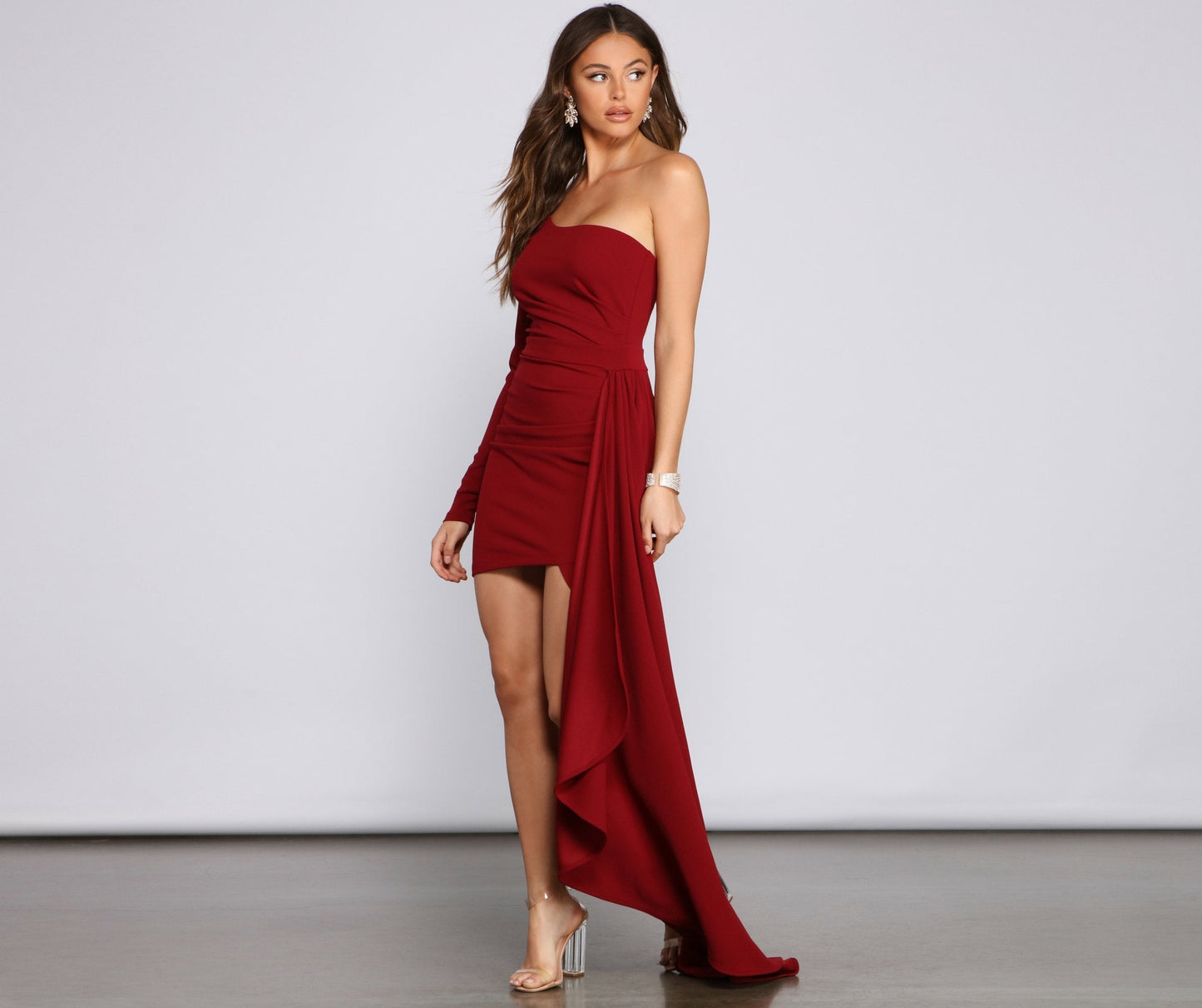Emily One Shoulder Charming Pleated Asymmetric Mini Dress