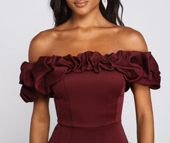 Kiari Formal Off Charming the Shoulder Ruffled Dress
