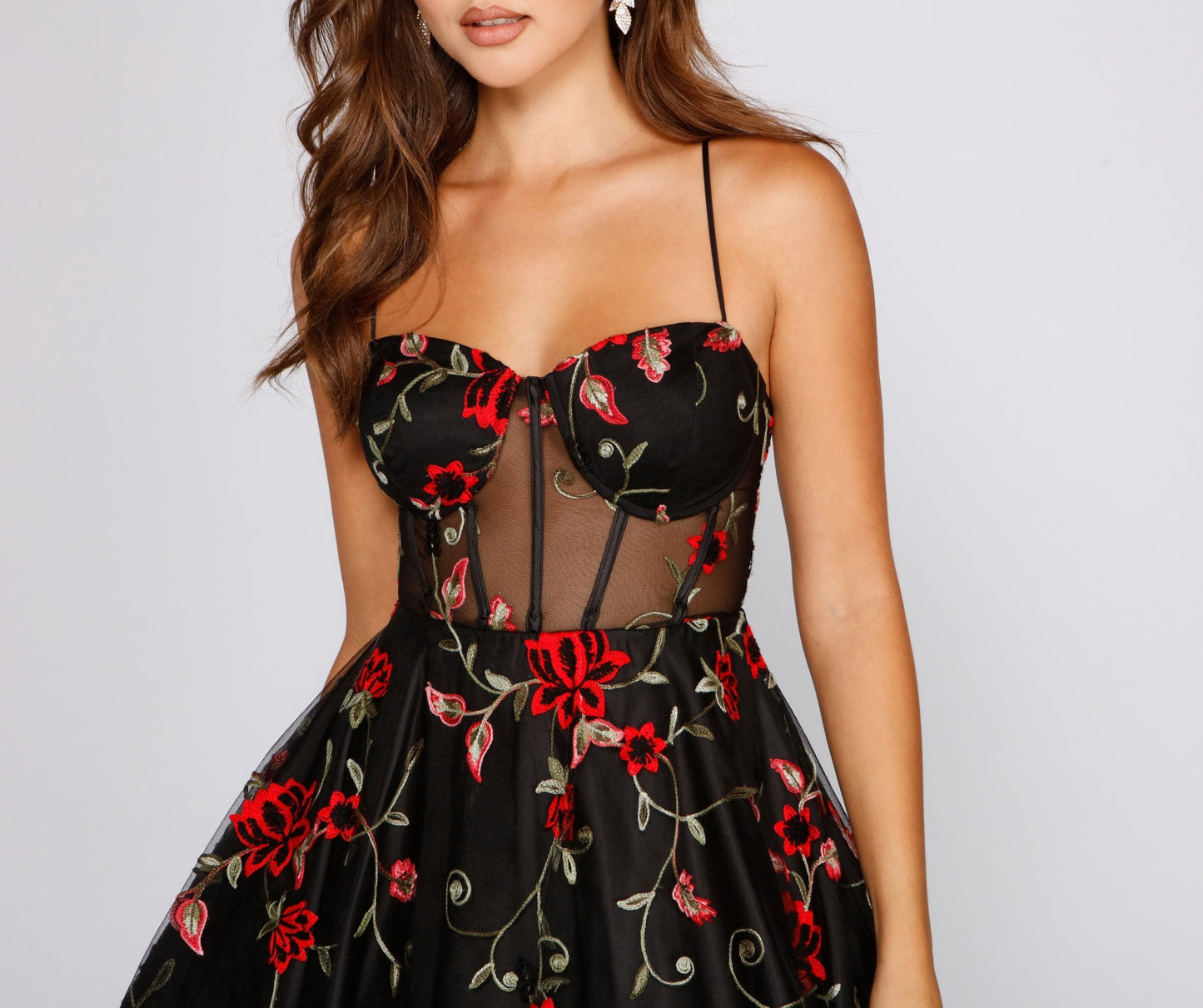 Jessica Embroidered Stylish Illusion Party Dress