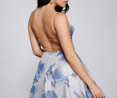 Vivi Formal Foiled Charming Woven Glitter Party Dress