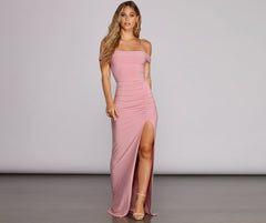 Ria Formal High Charming Slit Ruched Dress