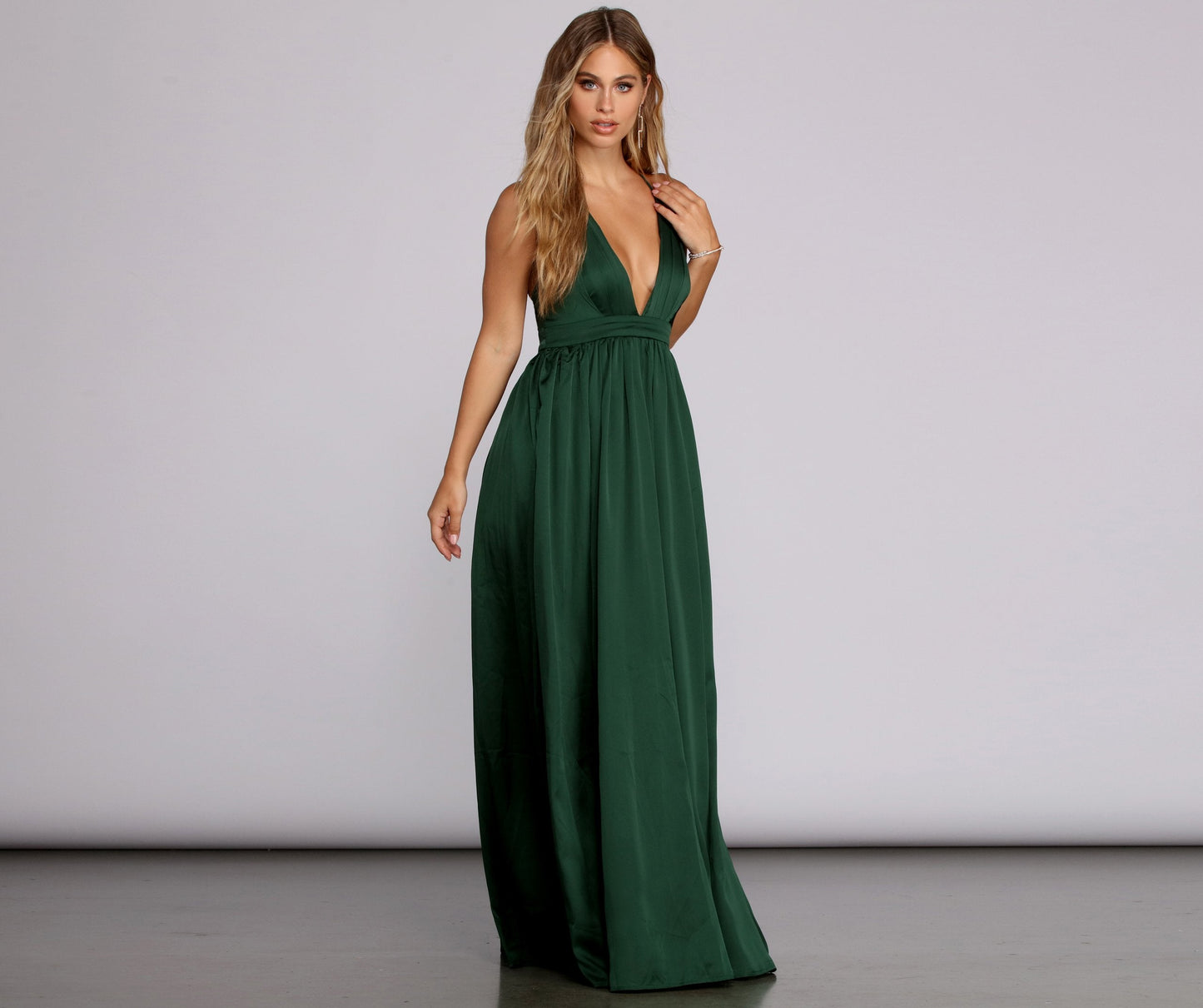 Nerissa Pleated Satin Gown - Lady Occasions