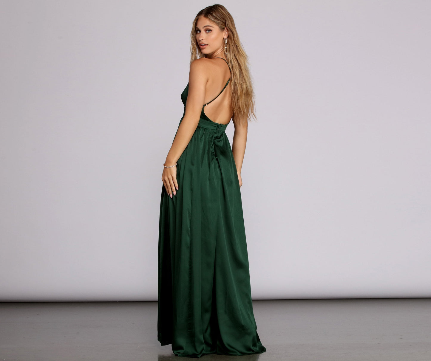 Nerissa Pleated Stylish Satin Gown