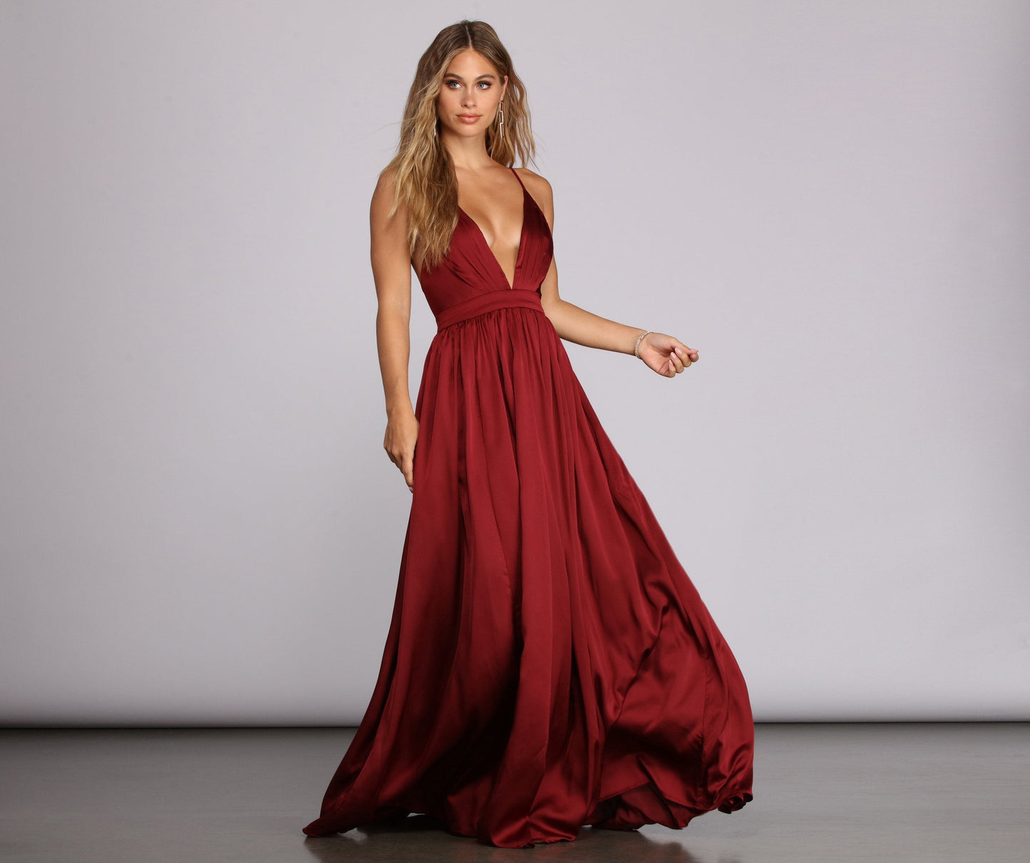 Nerissa Pleated Satin Gown - Lady Occasions