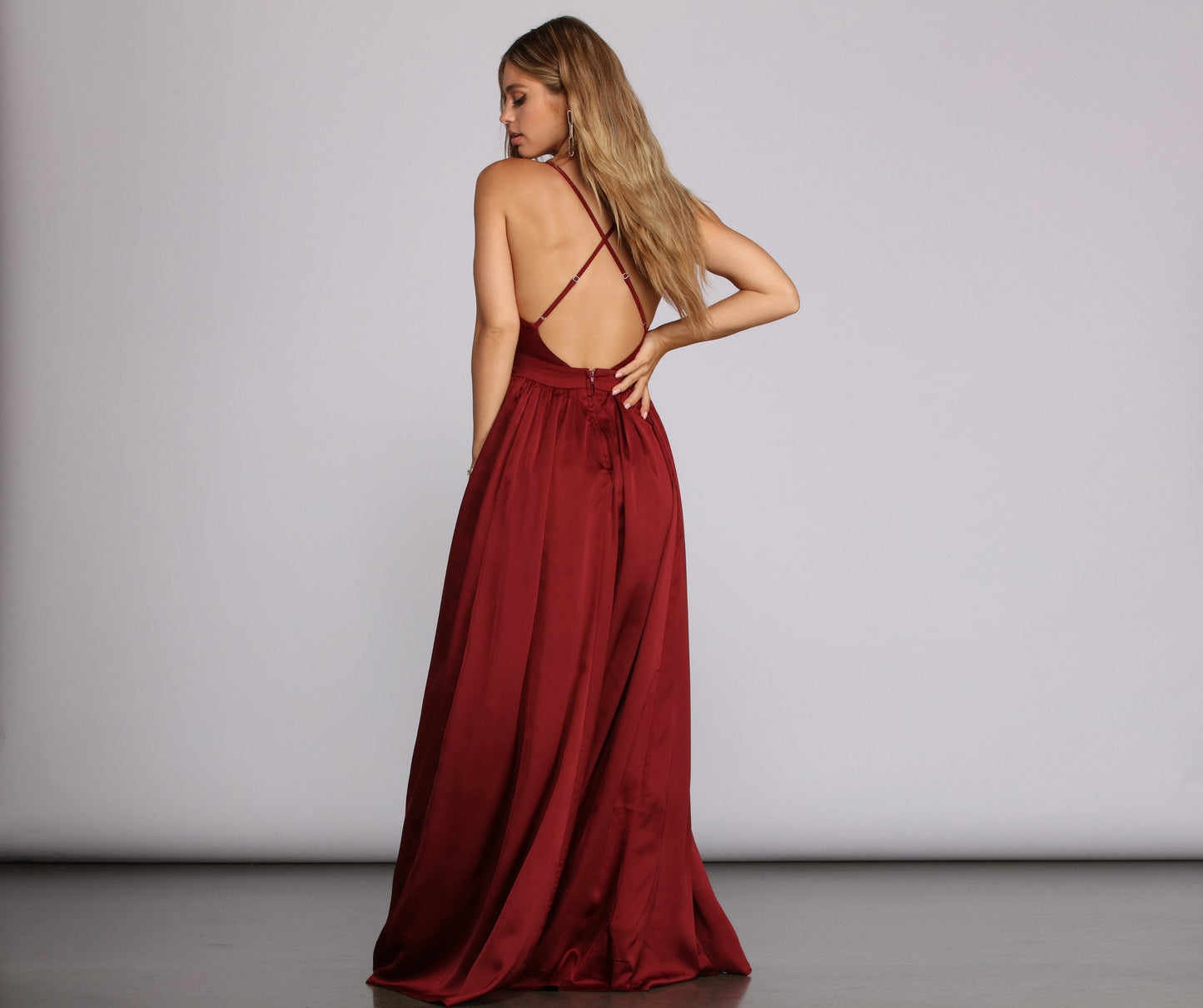 Nerissa Pleated Stylish Satin Gown