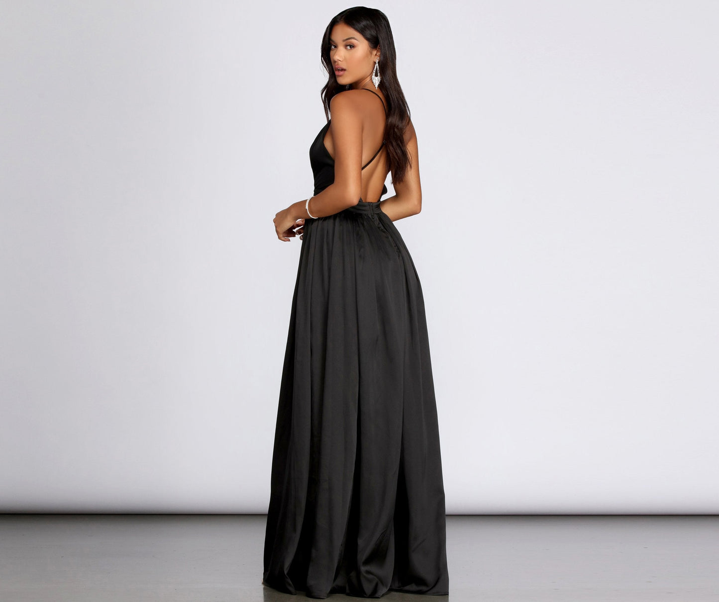 Nerissa Pleated Stylish Satin Gown