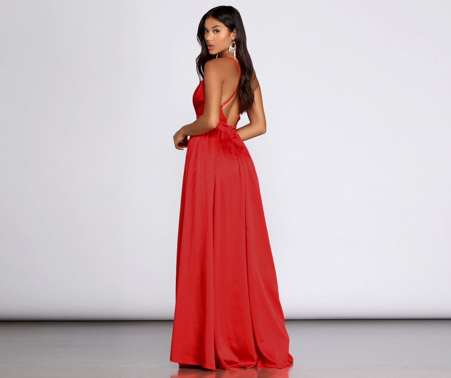 Nerissa Pleated Stylish Satin Gown
