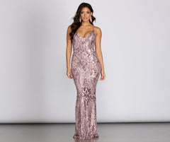 Maeve Sequined Stylish V Mesh Gown
