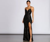 Deirdre Sequin Mesh Slit Gown - Lady Occasions