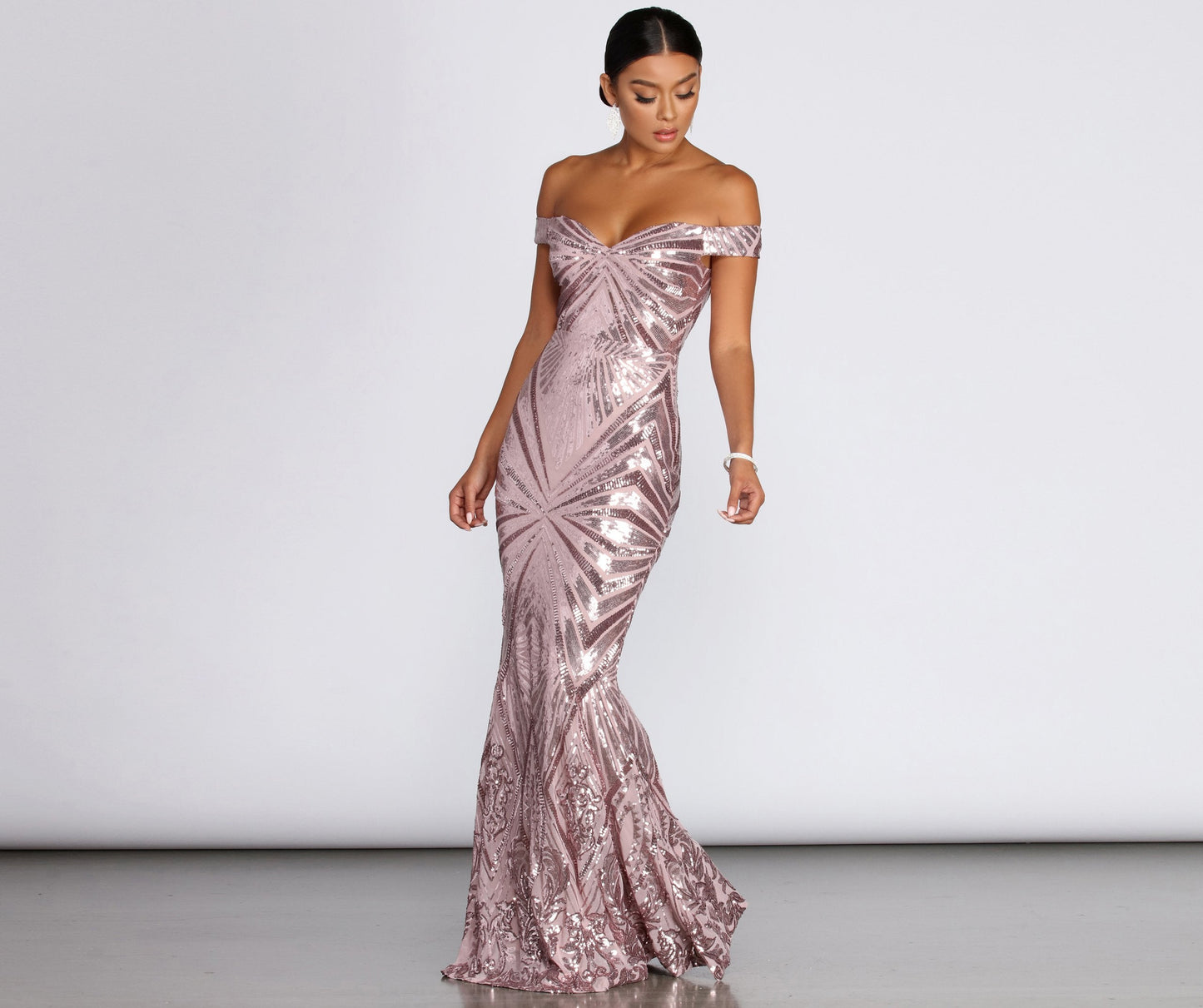 Lilith Off-Shoulder Stylish Sequin Evening Gown