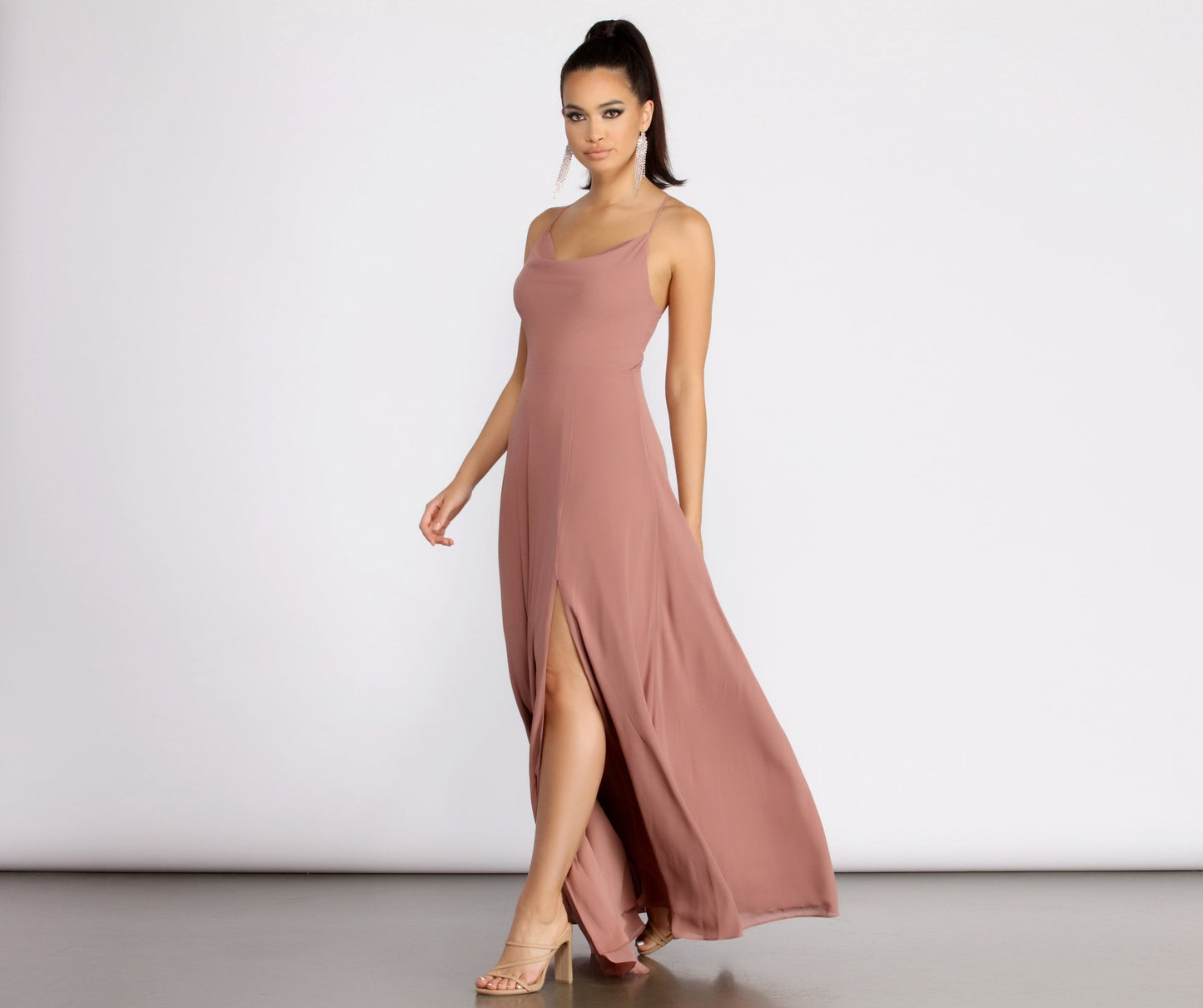 Kai Chiffon Lace Charming Up Back A-Line Dress