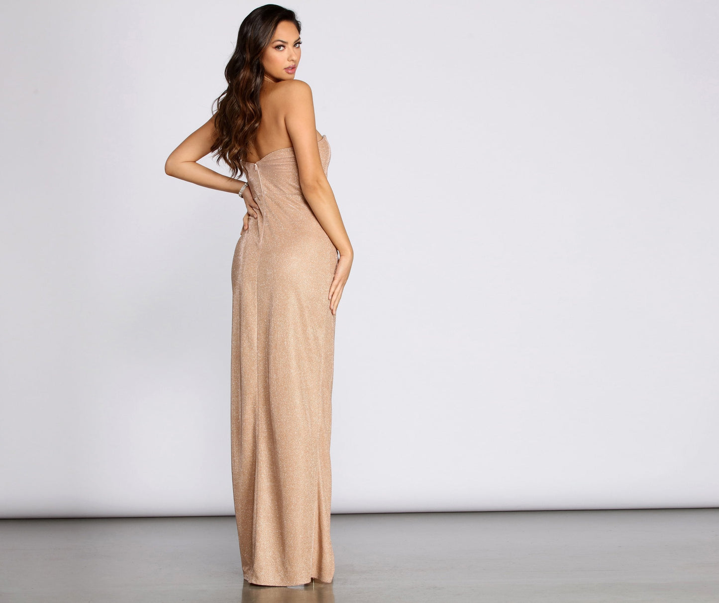 Skylar Glitter Stylish Shine Ruched Dress