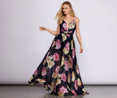 Malie Formal Stylish Floral Chiffon Dress