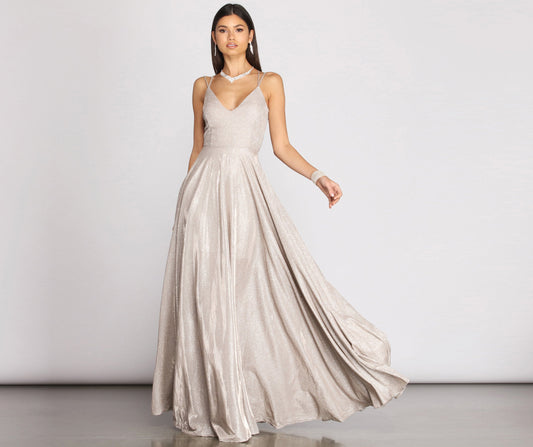 Shira Shine Stylish Lace Back Gown