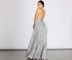 Asta Glitter Lace Charming Up Back A-Line Dress