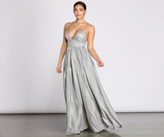 Asta Glitter Lace Charming Up Back A-Line Dress