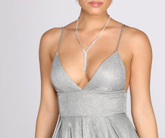 Asta Glitter Lace Charming Up Back A-Line Dress