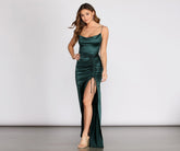 Kayla Cowl Neck Satin Dress - Lady Occasions