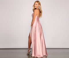 Dawn Formal Stylish Sleeveless Satin Dress