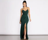 Nadia Formal Crepe Wrap Dress - Lady Occasions