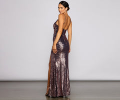 Claire Sleeveless Sequin Charming High-Slit Formal Dress
