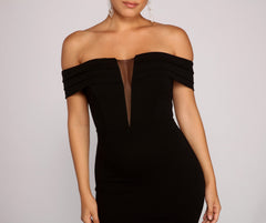 Olivia Formal Off Charming The Shoulder Crepe Dress