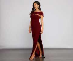Rylee Formal Off Charming the Shoulder Crepe Dress