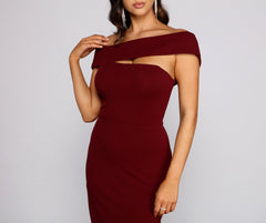 Rylee Formal Off Charming the Shoulder Crepe Dress