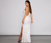 Priya Formal Iridescent Sequin Scroll Dress - Lady Occasions