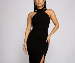 Vivienne Formal High Charming Slit Crepe Dress