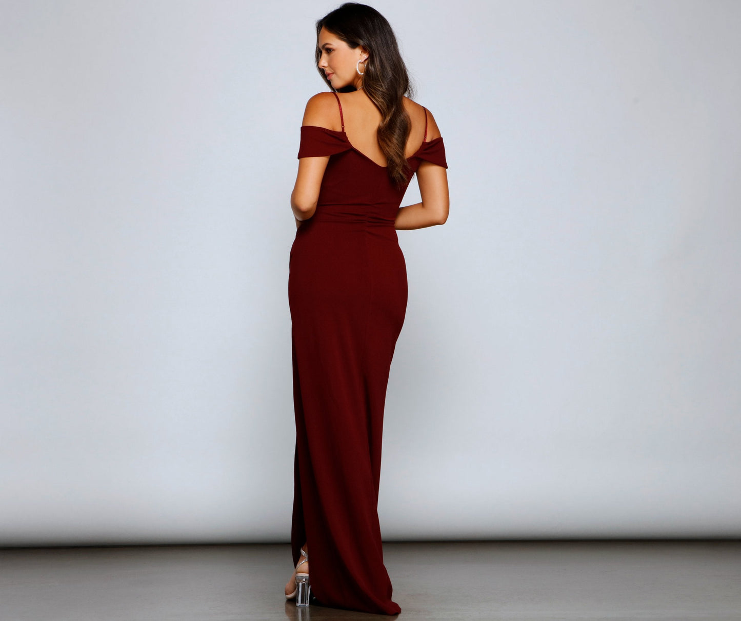 Eva Off-The-Shoulder Stylish Wrap-Front Formal Dress