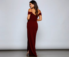 Eva Off-The-Shoulder Stylish Wrap-Front Formal Dress