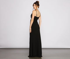 Bella Rhinestone Waist Charming Crepe Formal Dress