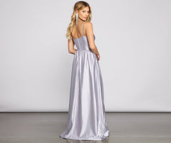 Riley Glitter Satin Charming A-Line Formal Dress