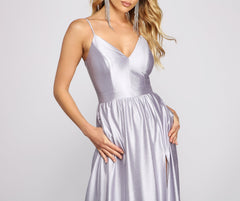 Riley Glitter Satin Charming A-Line Formal Dress