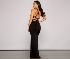 Kelsey Halter Stylish Lace-Up Mermaid Dress