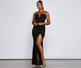 Trinity Formal High Slit Glitter Dress - Lady Occasions