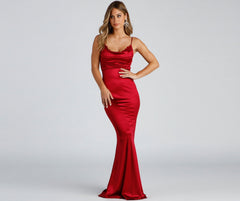 Shakira Cowl Neck Charming Lace Mermaid Formal Dress