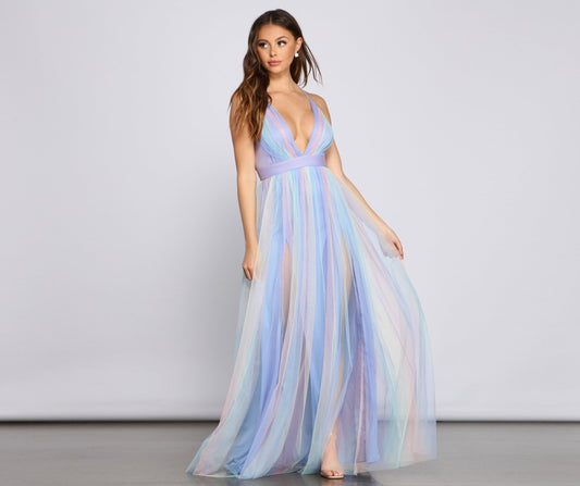 Nylah Pleated Rainbow A-Line Dress - Lady Occasions